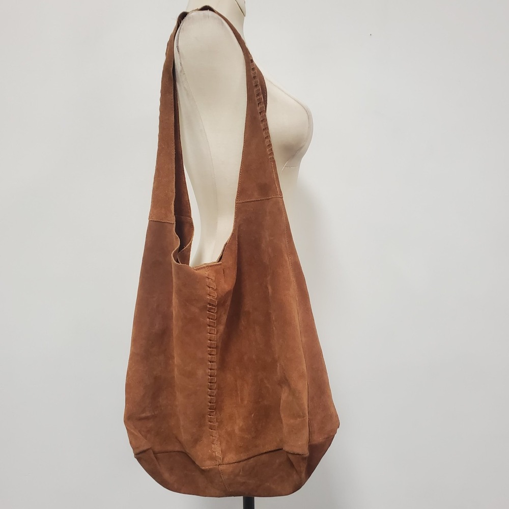 Haute Hippie Designer Suede Leather Brown Hobo Bag Large Brown Slouchy Boho